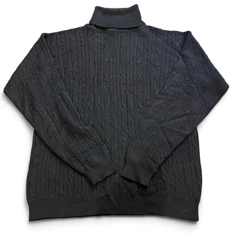 100% Silk Black cable knit turtleneck sweater Woman’s XS